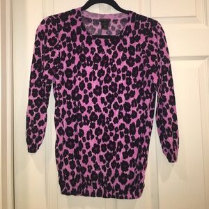 Ann Taylor Pink and Black Leopard Print Sweater